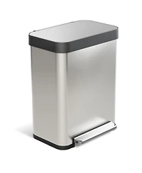 Home Zone Living 13 Gallon Stainless Steel Kitchen Trash Can with Soft-Close Step Pedal Lid