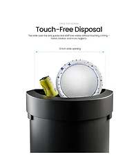 Home Zone Living 18 Gallon Stainless Steel Open Top Trash Can with Semi-Round Flat Back, Black, 68 Liters