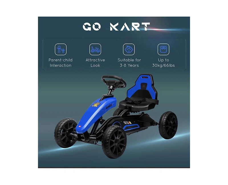 Yobtop Kids Pedal Go Kart with Adjustable Seat & Handbrake, 66 lb. Capacity, Ages 3-8
