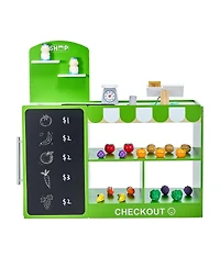 Yobtop Kids Grocery Store Playset - 35 Accessories, Moving Conveyor Belt, Scanner and Card Reader, Pretend Play Toy for Kids Ages 3 Plus