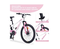 Yobtop 24-Inch Mountain Bike, Steel Frame, Suspension Fork, Double Disc Brake, 220 lb. Capacity, Ages 9-12