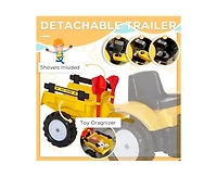 Yobtop Digger Foot-Powered Excavator Ride-On Toy with Detachable Trailer, 77-lb Capacity, Ages 3-6
