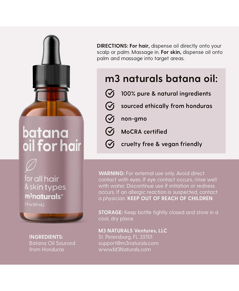 M3 Batana Oil Unrefined Batana Oil for Hair and Skin Supports Healthy Skin and Collagen Production Pure Batana