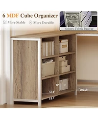 homfan Loft Bed with Metal Frame Large Desk Surface, Open Baskets, Pc Stand, Elevated, Durable, Sturdy, Compact Bed for Rooms