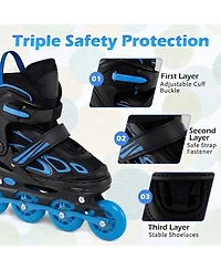 Sugift Youth Inline Skates Expandable 4 Sizes with Self-Powered Led Wheels and Toe Shield Ages 7-9