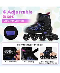 Sugift Kids Inline Skates with Low-Noise Brake Illuminating Wheels and 4-Size Adjustment Ages 9-14