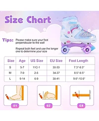 Sugift Expandable Quad Roller Skates for Older Kids with Reinforced Brake and Led Wheels Ages 9-14