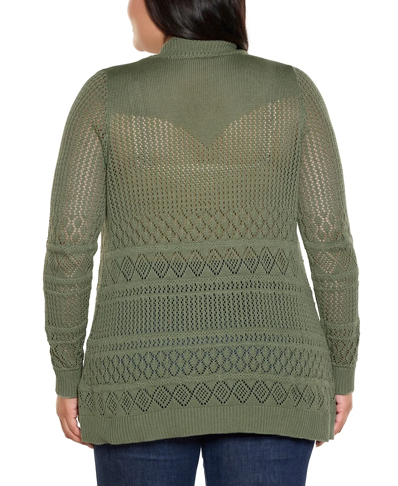 Belldini Plus Pointelle Lightweight Cardigan