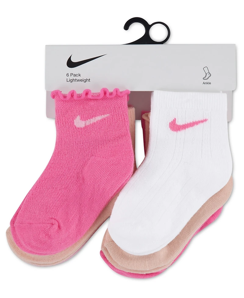 Nike Baby Girls' 6M-4T Textured Ankle Socks, 6-Pack