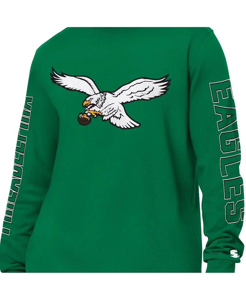 Starter Men's Kelly Green Philadelphia Eagles Clutch Hit Ii Logo Long-Sleeve T-Shirt