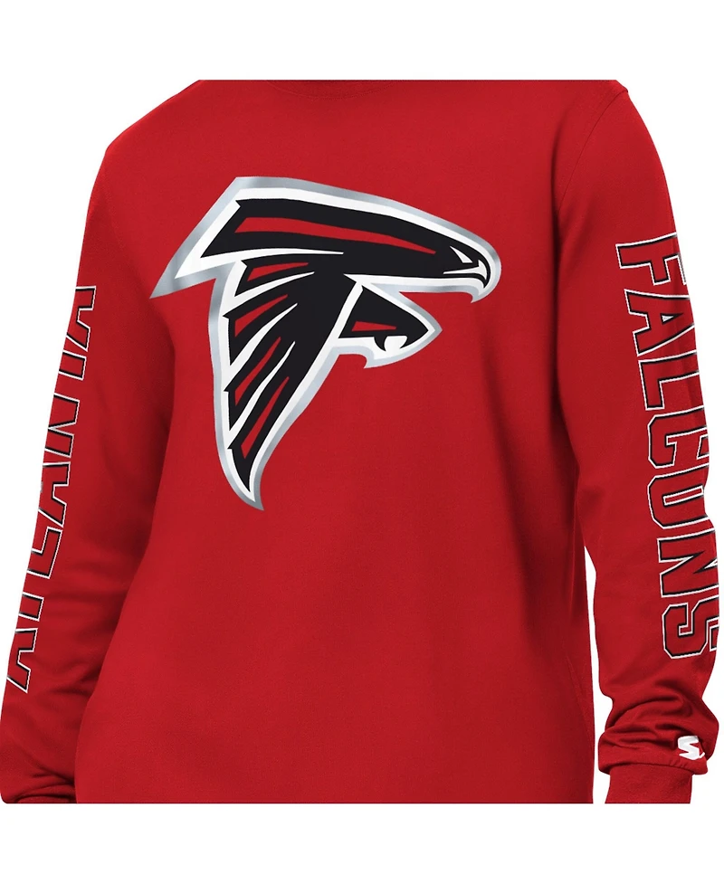 Starter Men's Red Atlanta Falcons Clutch Hit Ii Long-Sleeve T-Shirt
