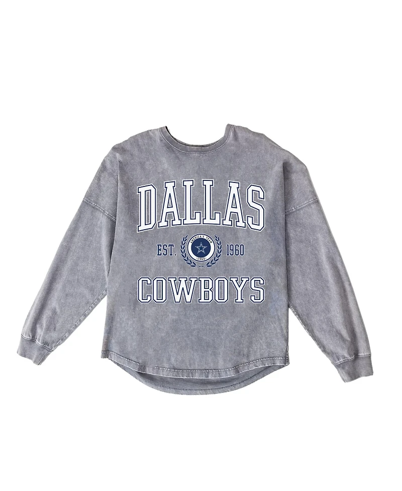 Gameday Couture Women's Gray Dallas Cowboys Oversized Final Score Snow WashLong sleeves T-Shirt