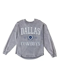 Gameday Couture Women's Gray Dallas Cowboys Oversized Final Score Snow WashLong sleeves T-Shirt