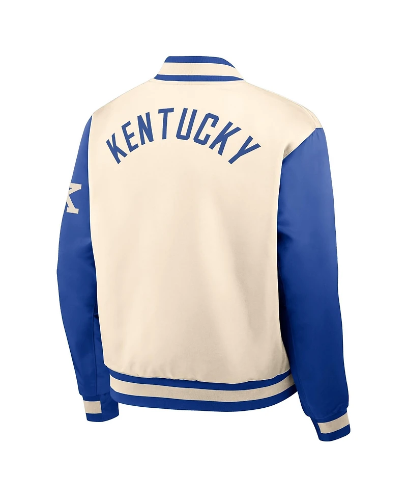 Nike Men's Natural/Royal Kentucky Wildcats Legacy Full-Snap Bomber Jacket