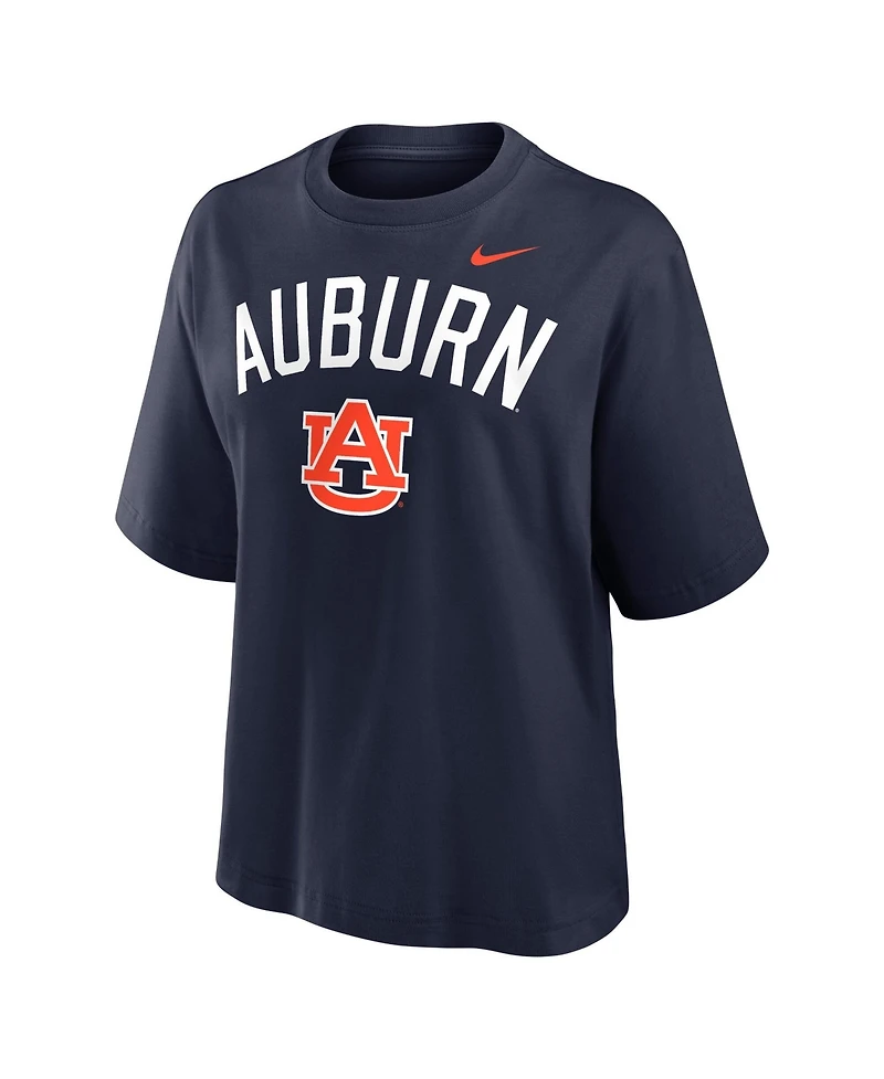 Nike Women's Navy Auburn Tigers Arch Logo Boxy T-Shirt