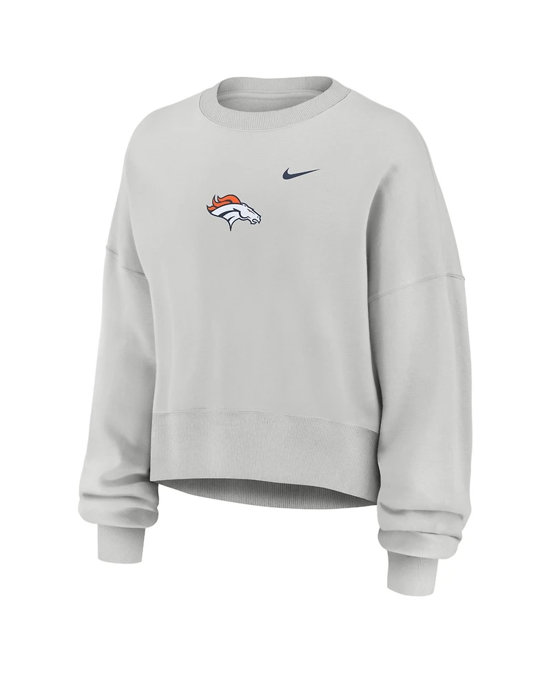 Nike Women's Gray Denver Broncos Oversized Primetime Phoenix Fleece Sweatshirt