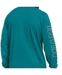 Starter Men's Aqua Miami Dolphins Clutch Hit Ii Logo Long-Sleeve T-Shirt