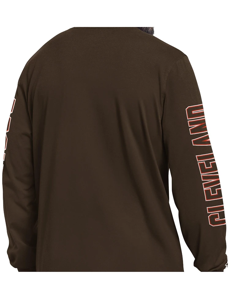 Starter Men's Brown Cleveland Browns Clutch Hit Ii Long-Sleeve T-Shirt
