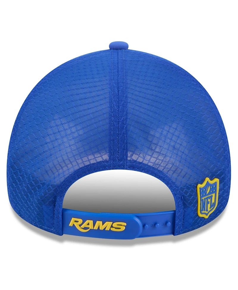 New Era Men's Royal Los Angeles Rams 2026 Sideline Apex 9FORTY Adjustable Trucker Hat