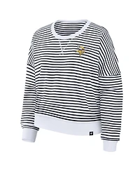 Fanatics Women's White/Black Minnesota Vikings Striped Oversized French Terry Sweatshirt