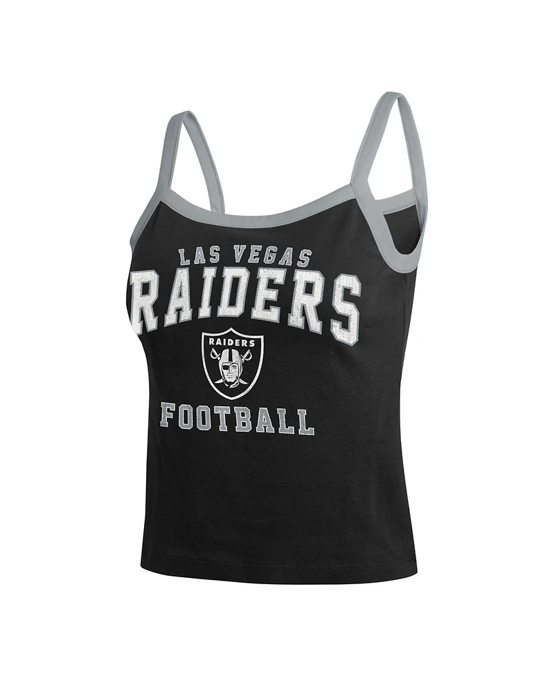 Wear by Erin Andrews Women's Black Las Vegas Raiders Color block Racerback Tank Top