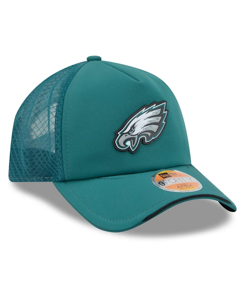 New Era Men's Midnight Green Philadelphia Eagles 2026 Sideline Apex 9FORTY Adjustable Trucker Hat