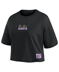 Fanatics Women's Cam Skattebo Black New York Giants Fashion Cropped T-Shirt
