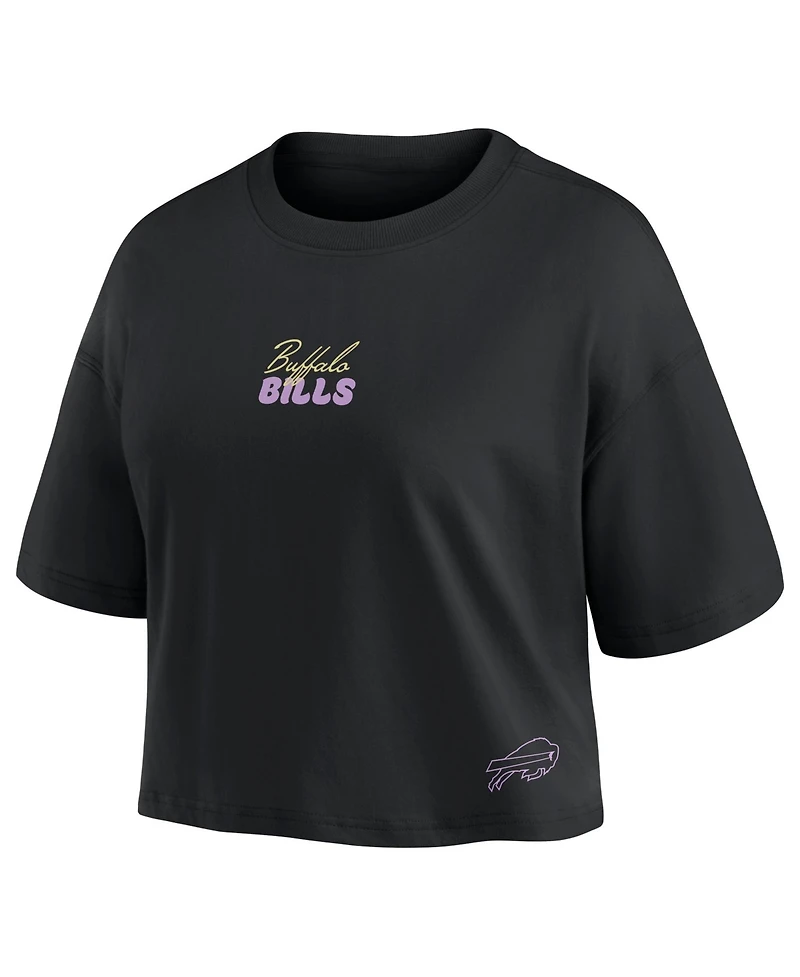 Fanatics Women's Josh Allen Black Buffalo Bills Fashion Cropped T-Shirt