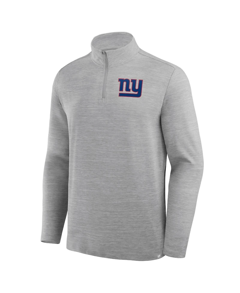 Fanatics Men's Heather Gray New York Giants Clutch Quarter-Zip Pullover Sweatshirt