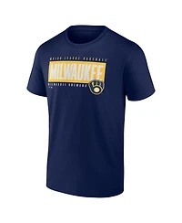 Fanatics Men's Navy Milwaukee Brewers Blocked Out T-Shirt
