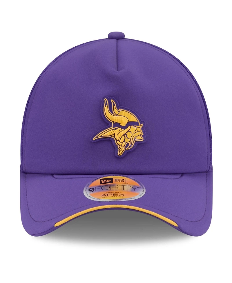 New Era Men's Purple Minnesota Vikings 2026 Sideline Apex 9FORTY Adjustable Trucker Hat