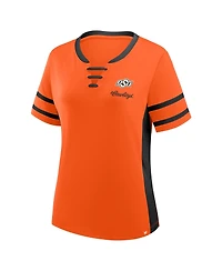 Fanatics Women's Orange/Black Oklahoma State Cowboys Be Fearless Athena Lace-Up T-Shirt