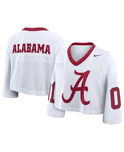 Nike Women's White Alabama Crimson Tide Oversized Logo Cropped Fashion Jersey