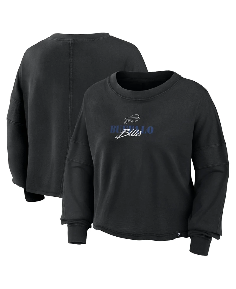 Fanatics Women's Black Buffalo Bills Oversized Chop Block BoxyLong sleeves Top
