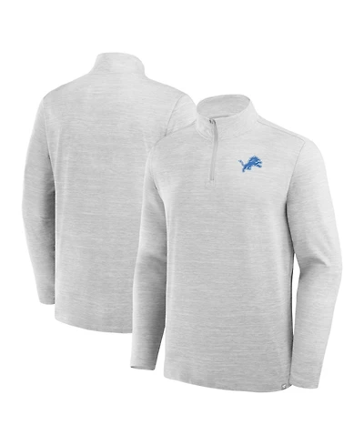 Fanatics Men's Heather Gray Detroit Lions Clutch Quarter-Zip Pullover Sweatshirt