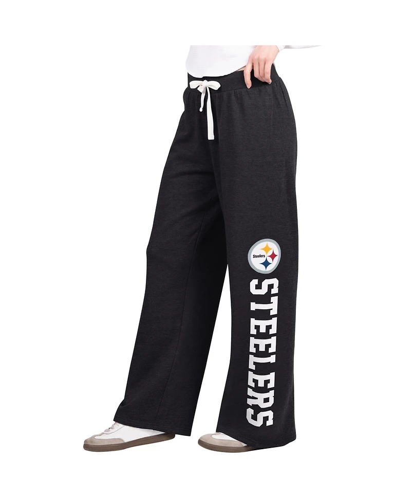 Starter Women's Black Pittsburgh Steelers Field Wide Leg Sweatpants
