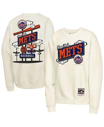 Mitchell & Ness Big Boys and Girls Natural New York Mets Retro Billboard Sweatshirt