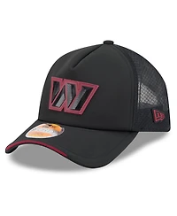 New Era Men's Black Washington Commanders 2026 Sideline Apex 9FORTY Adjustable Trucker Hat