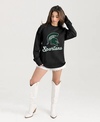 Gameday Couture Women's Black Michigan State Spartans Oversized Honor RollLong sleeves T-Shirt