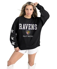 Gameday Couture Women's Black Baltimore Ravens Velocity Relaxed Rhinestone Pullover Sweatshirt