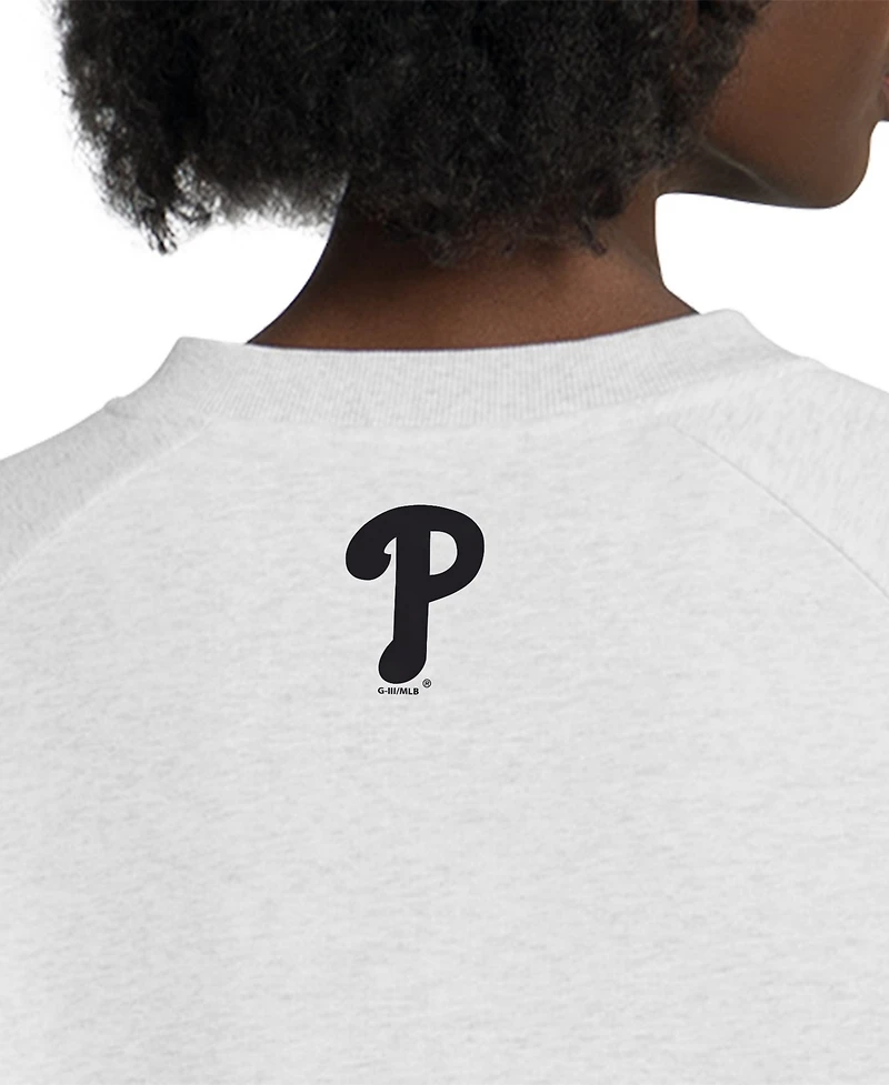 Starter Women's Gray Philadelphia Phillies Show Up Fashion Cropped V-Neck Sweatshirt