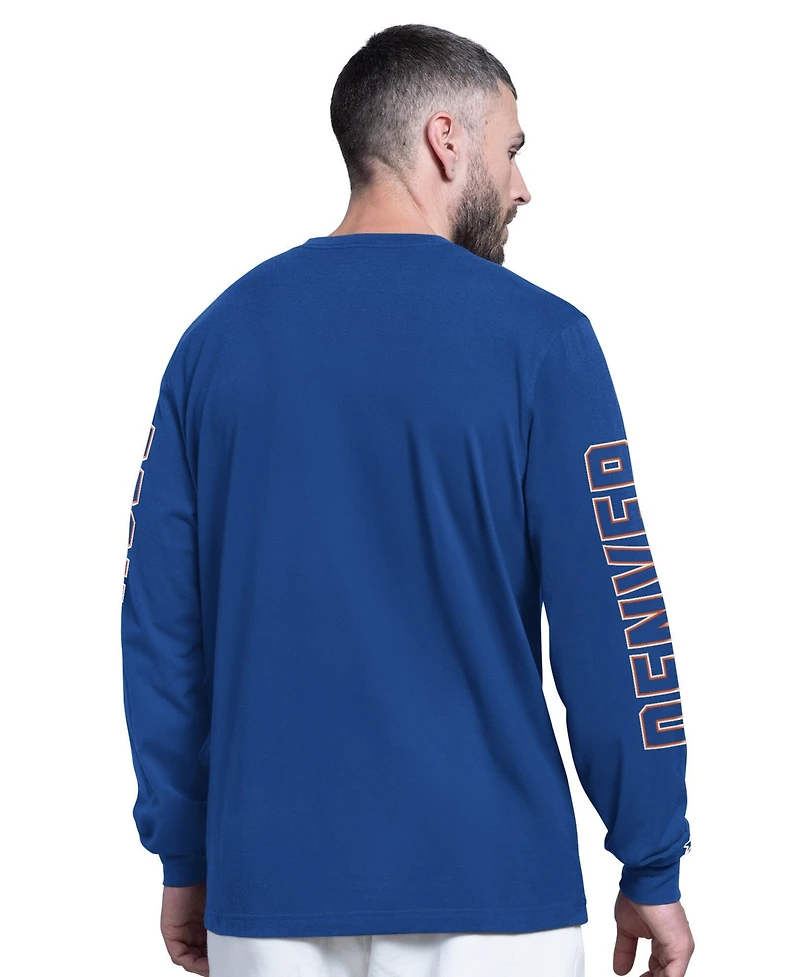 Starter Men's Royal Denver Broncos Clutch Hit Ii Logo Long-Sleeve T-Shirt
