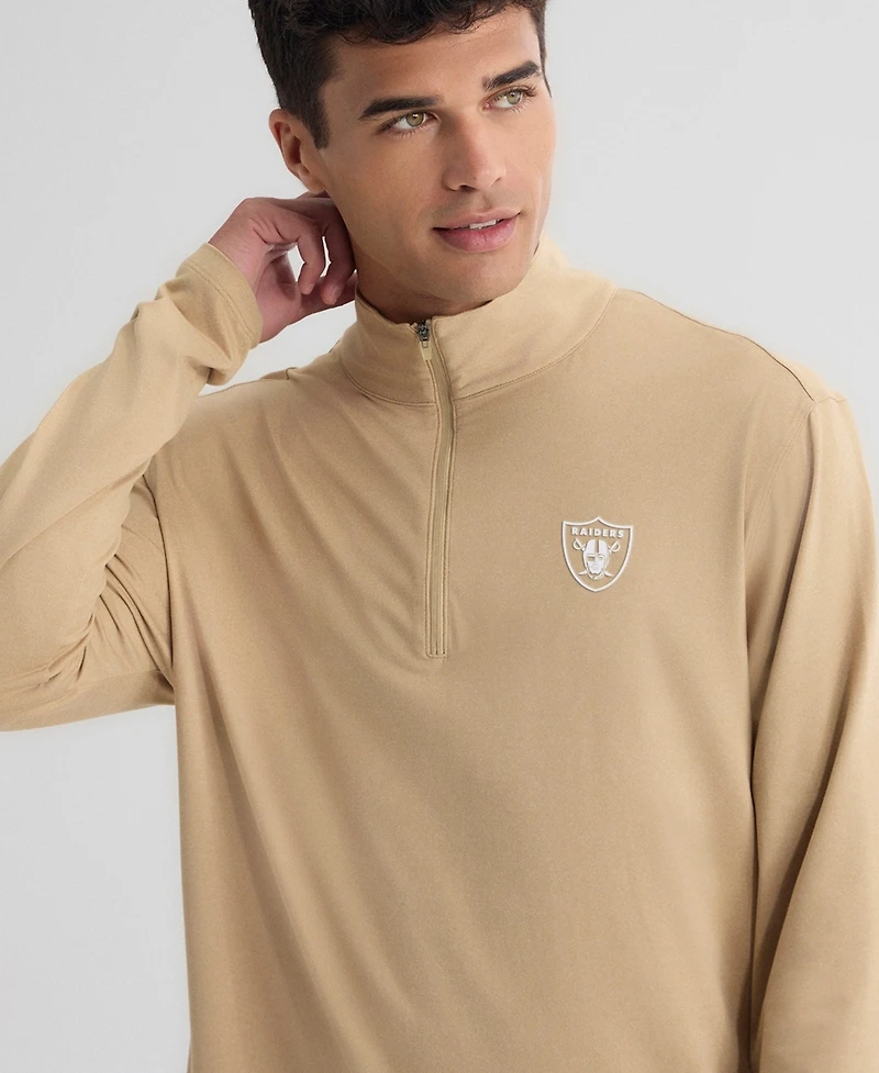 Fanatics Men's Tan Las Vegas Raiders Clutch Quarter-Zip Pullover Sweatshirt