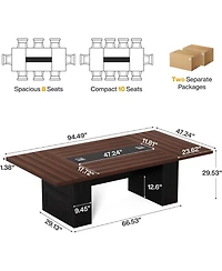 Tribesigns 8Feet Conference Table for 8-10, with Cable Management
