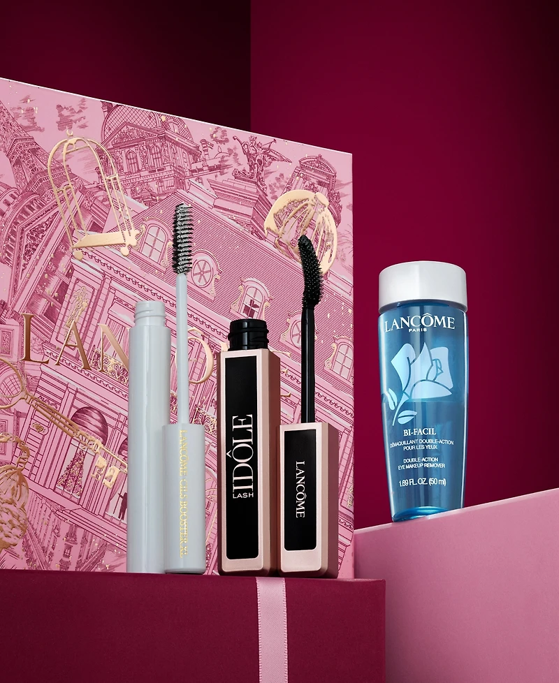 Lancome 3-Piece Idole Mascara, Cils Booster Mascara Primer & Bi-Facil Eye Makeup Remover Set