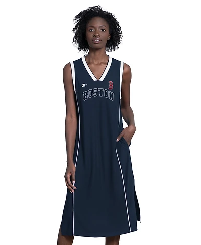Starter Women's Navy Boston Red Sox Line Up Sneaker Sleeveless Maxi Dress