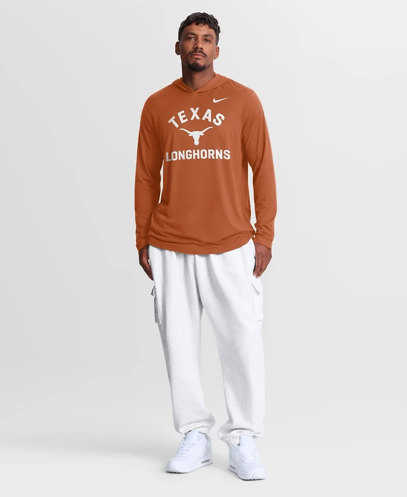 Nike Men's Texas Orange Longhorns Primetime Arch Tri-Blend Dri-FITLong sleeves Hooded T-Shirt