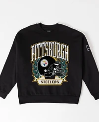Gameday Couture Women's Black Pittsburgh Steelers Oversized Victory Lane Label Premium Fleece Sweatshirt