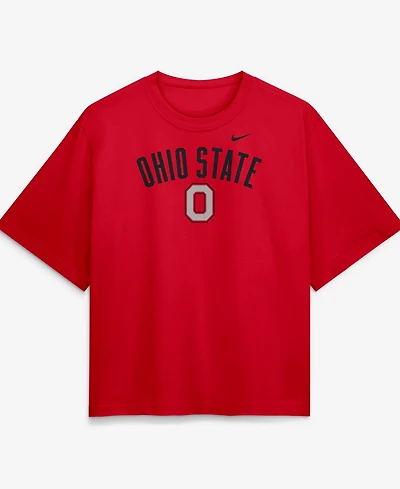 Nike Women's Scarlet Ohio State Buckeyes Arch Logo Boxy T-Shirt
