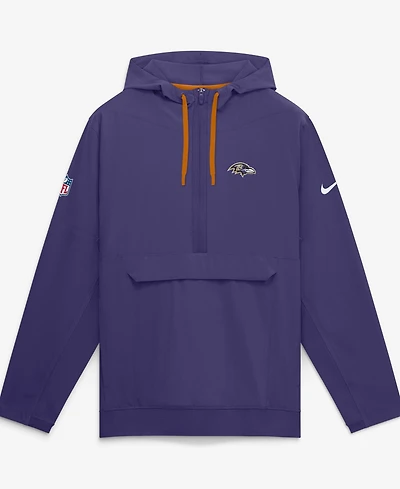 Nike Men's Purple Baltimore Ravens Sideline Broken Rules Alternate Anorak Half-Zip Hoodie